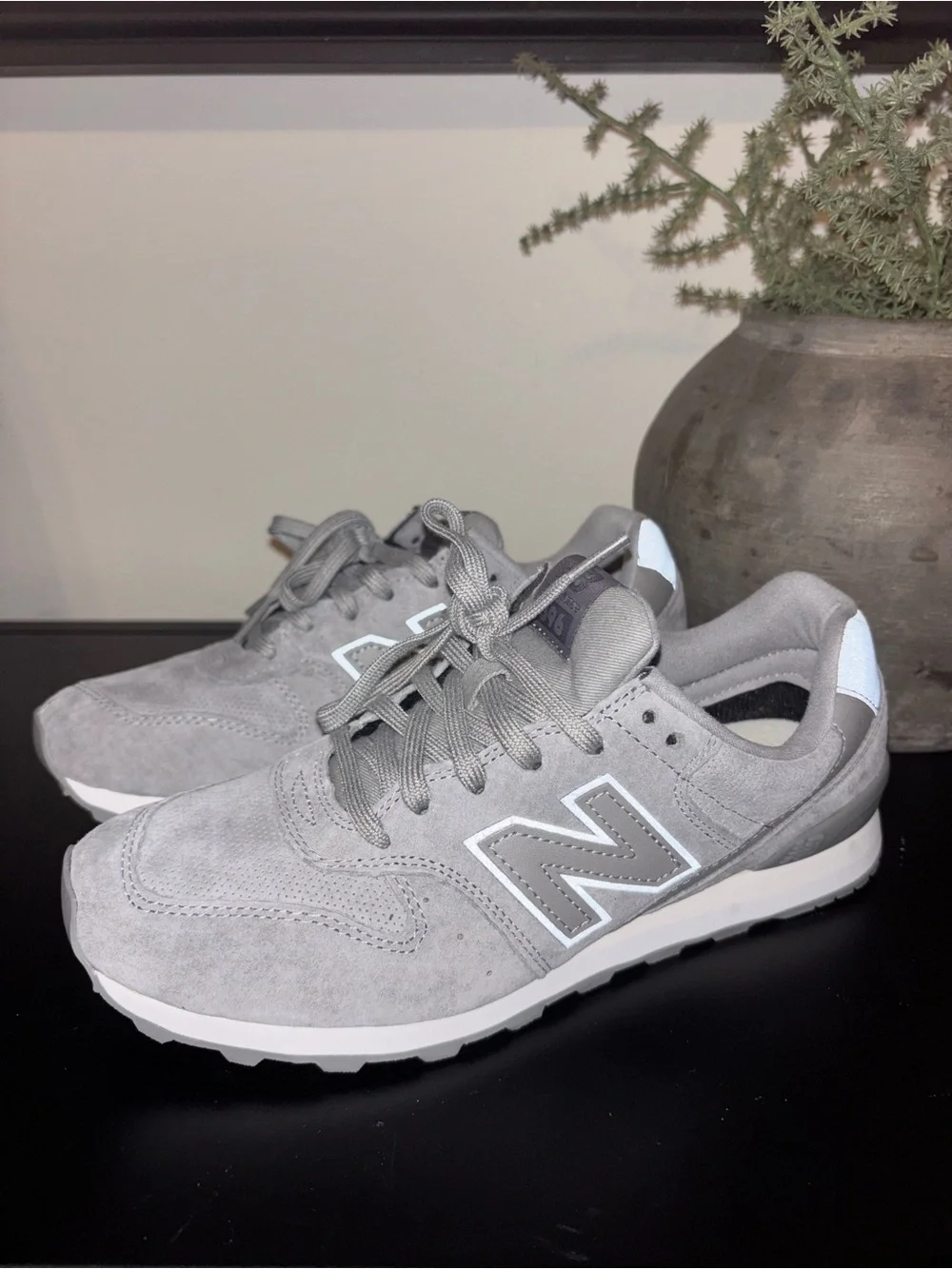 New Balance Women's Gray Suede Lace-Up Sneakers